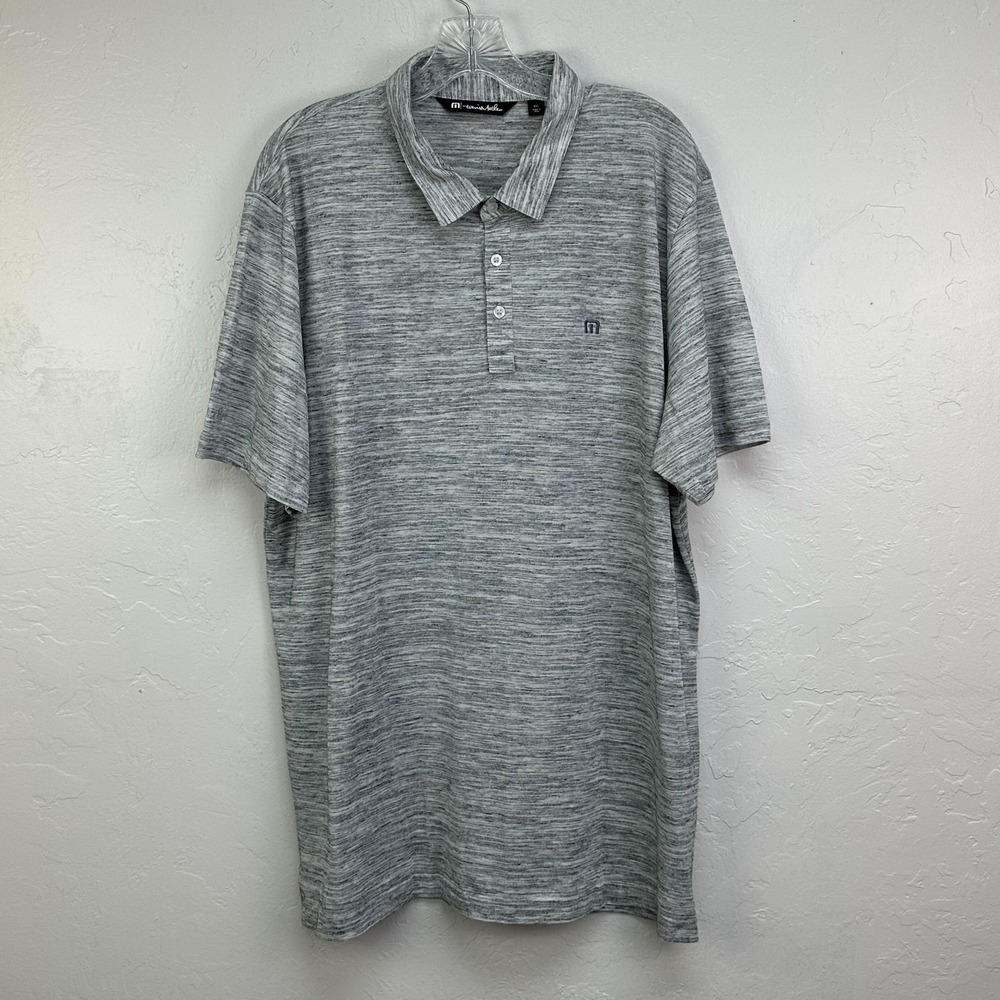 TravisMathew Polo Shirt Mens 2XL Gray Heather Performance Golf Buckner 1MP011